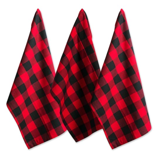 DII® Red Buffalo Check Dishtowel (Set of 3)